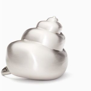KATE SPADE UNDER THE SEA SILVER TONE SHELL STATEMENT RING 6